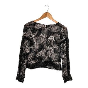 H&M | See-Thru Black Pattern Long Sleeve Shirt | Size: S